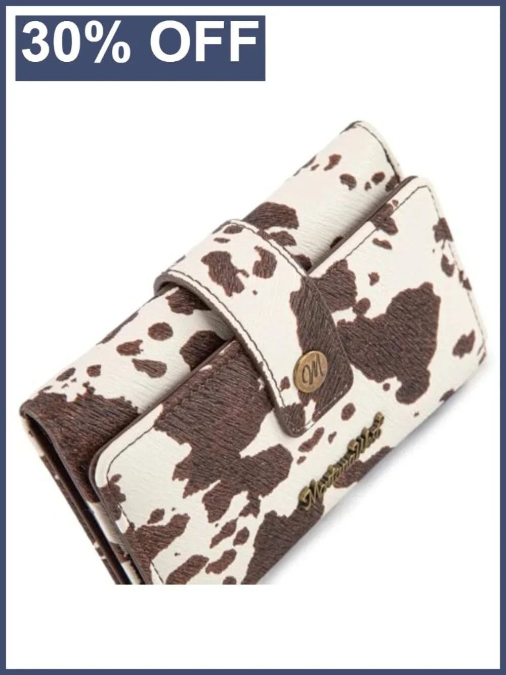 Women's Trifold Wallet RFID Vegan Leather Cow Print Card Holder Clutch